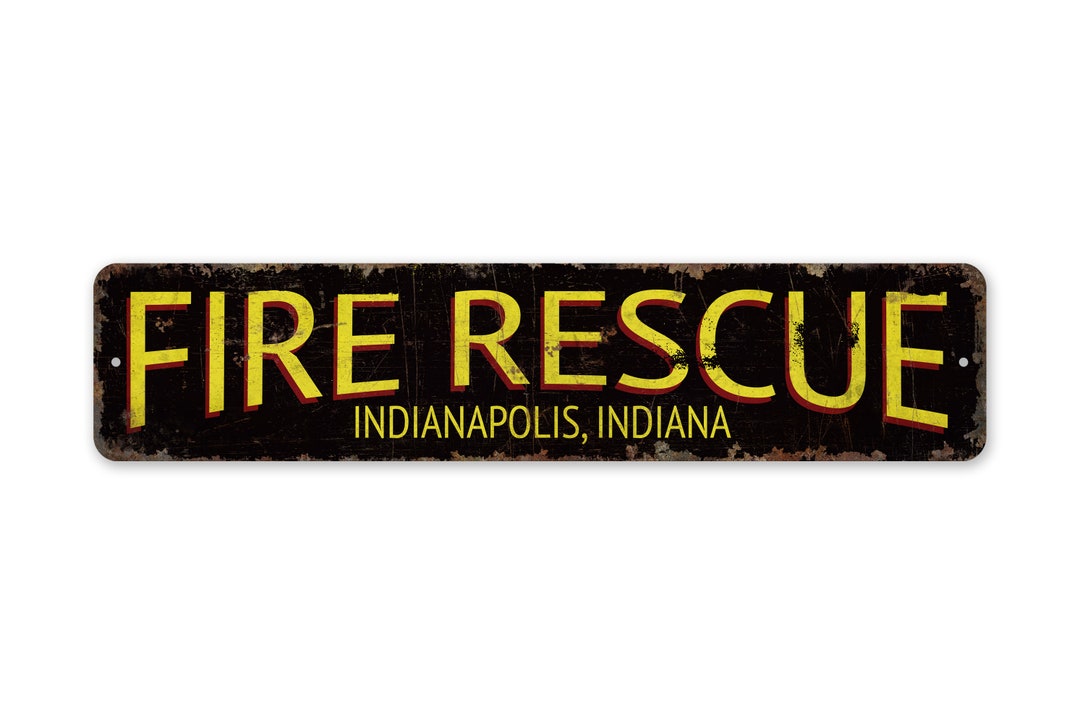 Fire Rescue Sign - City Fire Rescue - Vintage Style Sign - Fire Rescue ...