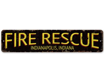 Fire Rescue Sign - City Fire Rescue - Vintage Style Sign - Fire Rescue - Fire Rescue Decor - Premium Quality Rustic Metal Sign