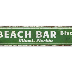 Beach Bar Blvd - Vintage Style Sign - Beach Bar BLVD Sign - Beach Bar Sign - Beach Bar Decor - Premium Quality Rustic Metal Sign