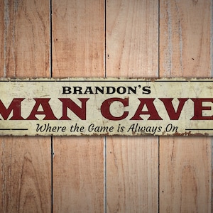 Man Cave - Man Cave Sign - Man Cave Decor - Vintage Style Sign - Custom Text Sign - Premium Quality Rustic Metal Sign