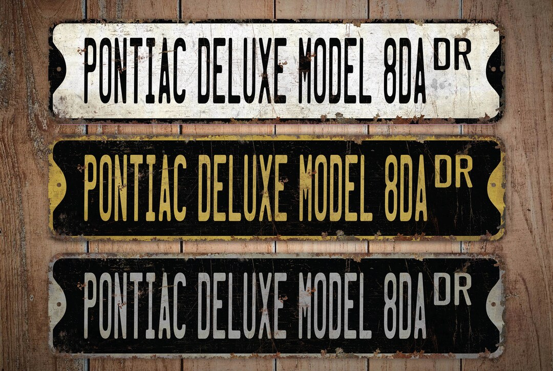 Pontiac Deluxe 8DA Pontiac 8DA Sign Pontiac 8DA Decor Vintage Car Sign ...