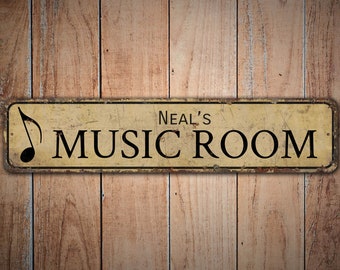 Music Room - Music Room Sign - Music Room Decor - Kids Room Sign - Kids Room Decor - Vintage Style Sign - Premium Quality Rustic Metal Sign