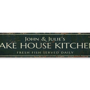 Lake House Kitchen - Fresh Fish Daily - Fresh Fish Sign - Daily Fresh Fish - Vintage Style Sign - Premium Quality Rustic Metal Sign