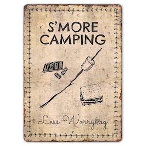 S'more Camping Sign - Camping Sign - Camp Lover Gift - Camping Decor - Vintage Style Sign - Premium Quality Rustic Metal Sign