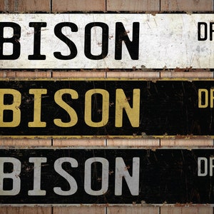 Bison - Bison Sign - Bison Decor - Vintage Style Sign - Custom Street ...