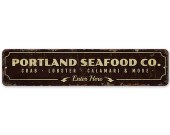 Seafood Sign - Seafood Restaurant - Seafood Decor - Custom Seafood Sign - Vintage Style Sign - Premium Quality Rustic Metal Sign