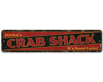 Insegna Crab Shack - Decorazioni Crab Shack - Insegna in stile vintage - Crab Shack personalizzata - Crab Shack - Insegna in metallo rustico di qualità premium