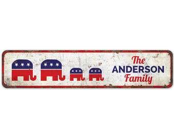Republican Family - Republican Family Sign - Republican Family Decor - Vintage Style Sign - Premium Quality Rustic Metal Sign