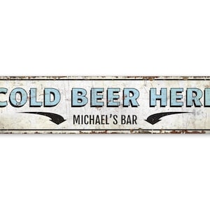 Cold Beer Here - Cold Beer Sign - Cold Beer Decor - Vintage Style Sign - Custom Beer Sign - Premium Quality Rustic Metal Sign