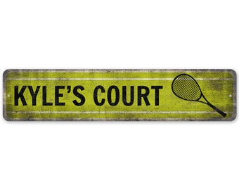 Tennis Zimmer Schild - Vintage Stil Schild - Tennisplatz Schild - Tennisplatz Zimmer Dekor - Kinderzimmer Schild - Premium Qualität rustikales Metall Schild