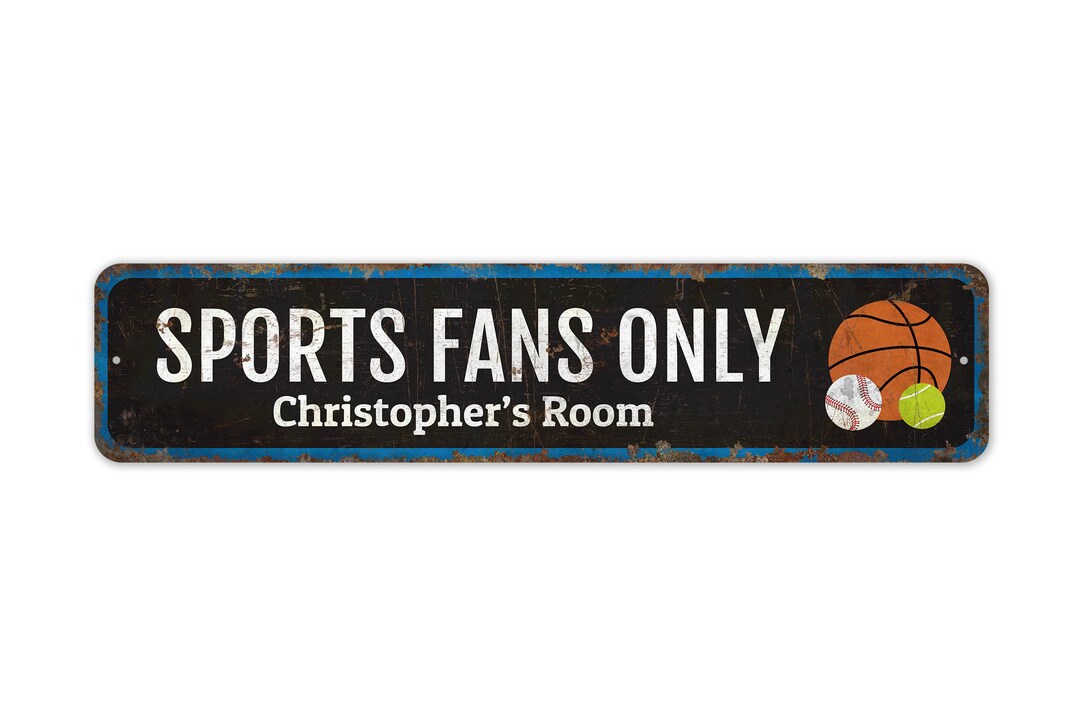 M Fans Only Sign Sports Fans Only Sign - Kids Room Sign - Kids Room Decor - Vintage ...