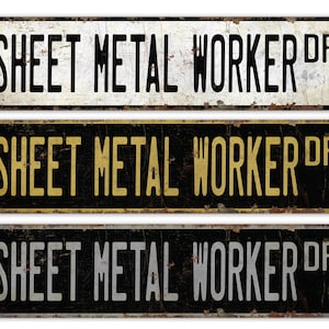 Plaatwerker - bord plaatwerker - decor plaatwerker - bord vintage stijl - premium kwaliteit rustiek metalen bord afbeelding 1