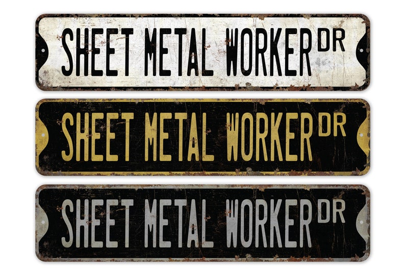 Plaatwerker - bord plaatwerker - decor plaatwerker - bord vintage stijl - premium kwaliteit rustiek metalen bord afbeelding 1