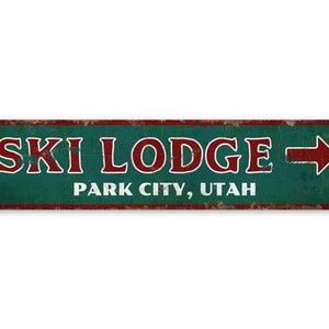Ski Lodge Sign - Ski Lodge Decor - Ski Lodge  - Custom Arrow Sign - Ski Lodge Arrow Sign - Premium Quality Rustic Metal Sign