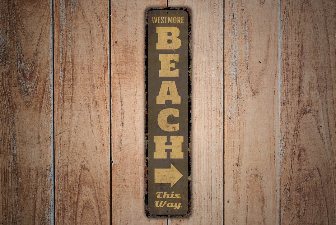 Beach This Way Sign Beach Direction Sign Custom Beach Decor Vintage