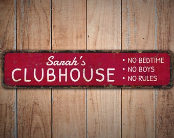 Clubhouse - Clubhouse Sign - Clubhouse Decor - Vintage Style Sign - Custom Text Sign - Premium Quality Rustic Metal Sign