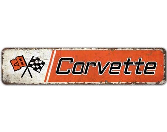 Corvette Sign - Corvette Lover Gift - Corvette Owner Gift - Corvette Decor - Vintage Style Sign - Premium Quality Rustic Metal Sign