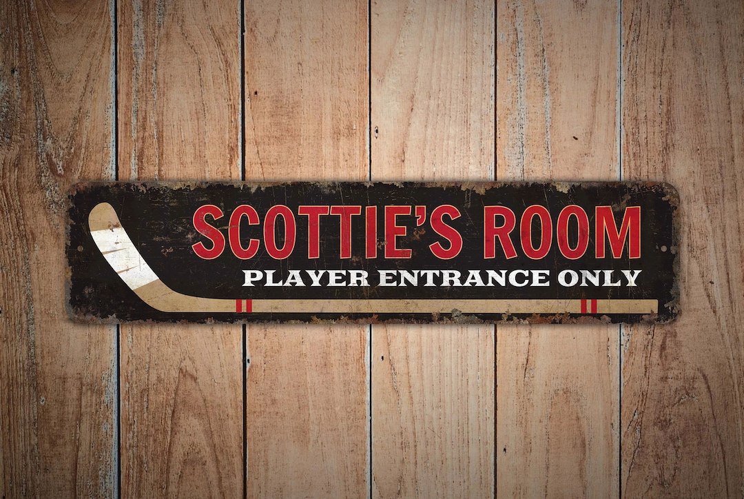 Hockey Stick Sign Kids Room Sign Kids Room Decor Vintage Style Sign