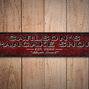Pancake Shop EST Date - Pancake Shop Sign - Vintage Style Sign - Pancake Shop EST - Premium Quality Rustic Metal Sign