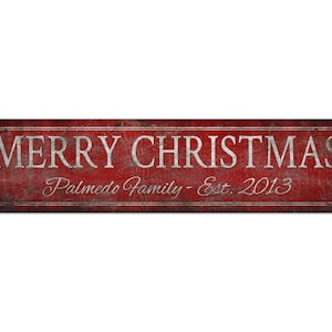 Merry Christmas Sign - Custom Family Christmas Sign - Premium Quality Rustic Metal Sign