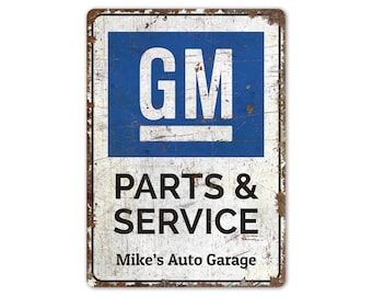 GM Parts And Service - Parts And Service - Garage Sign - Garage Decor - Vintage Style Sign - Premium Quality Rustic Metal Sign