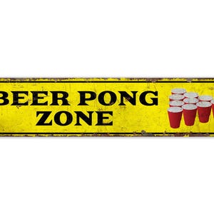 Beer Pong Zone Sign - Beer Pong Zone - Beer Bar Decor - Beer Bar Sign - Vintage Style Sign - Premium Quality Rustic Metal Sign