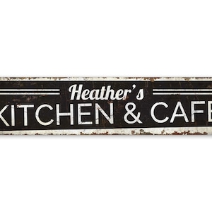 Kitchen Cafe Sign - Vintage Style Sign - Custom Cafe Sign - Kitchen Cafe Decor - Custom Kitchen Cafe - Premium Quality Rustic Metal Sign