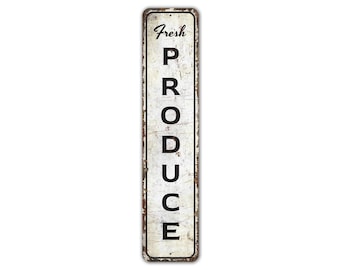 Productos frescos - Decoración de productos frescos - Letrero de productos frescos - Productos frescos de granja - Letrero de estilo vintage - Letrero de metal rústico de primera calidad