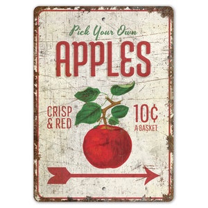 Pick Your Apples - Pick Your Apples Sign - Pick Your Apples Decor - Apple Farm Sign - Vintage Style Sign - Premium Quality Rustic Metal Sign