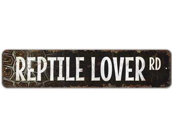 Reptilienliebhaber - Reptilienliebhaber Zeichen - Reptilienliebhaber Geschenk - Tierliebhaber Geschenk - Vintage Style Schild - Premium Qualität rustikales Metallschild
