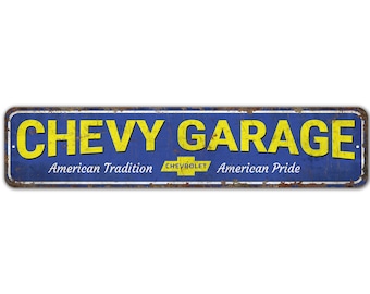 Chevy Garage Sign - Chevy Garage - Chevy Garage Decor - Car Garage Sign - Vintage Style Sign - Premium Quality Rustic Metal Sign