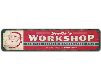 Santa's Workshop Sign - Santa's Workshop Decor - Christmas Decor - Christmas Sign - Vintage Style Sign - Premium Quality Rustic Metal Sign