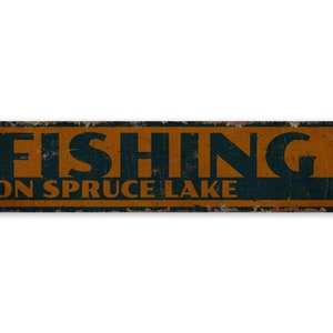 Fishing Sign - Vintage Style Sign - Custom Fishing Sign- Custom Fishing Decor - Premium Quality Rustic Metal Sign
