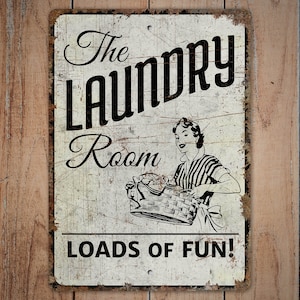 Loads of Fun Sign - Laundry Room Sign - Laundry Room Decor - Laundry Room - Vintage Style Sign - Premium Quality Rustic Metal Sign