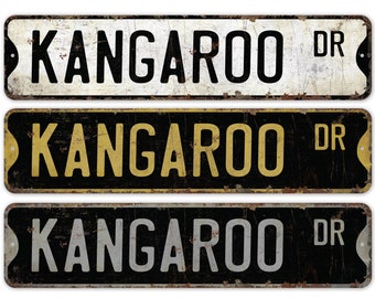 Kangaroo - Kangaroo Sign - Kangaroo Decor - Kangaroo Lover - Custom Street Sign - Premium Quality Rustic Metal Sign