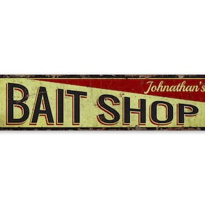 Bait Shop Sign - Customized Bait Shop Sign - Vintage Style Sign - Custom Name Bait Shop - Premium Quality Rustic Metal Sign