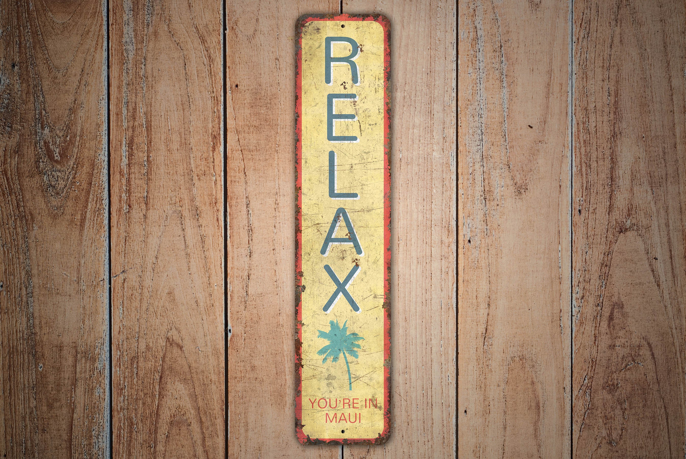 Custom Beach Sign - Relax Sign - Beach House Decor - Vintage Style Sign ...