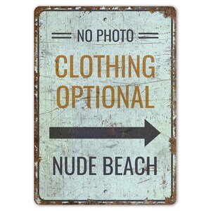 Nude Beach Sign - Clothing Optional - Nude Beach Decor - No Camera Sign