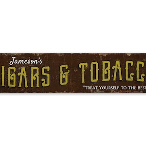 Cigars And Tobacco - Cigar Shop - Vintage Style Sign - Cigar Shop Sign - Cigar Shop Decor - Premium Quality Rustic Metal Sign