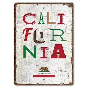 California Sign - California State Flag - California Flag - California State - Vintage Style Sign - Premium Quality Rustic Metal Sign