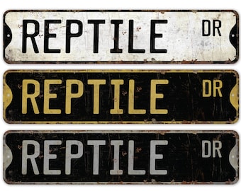 Reptil - Reptil Schild - Reptil Dekor - Reptil Liebhaber Geschenk - Benutzerdefinierte Straßenschild - Premium Qualität rustikales Metallschild