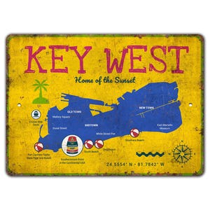 Carte nautique personnalisée de Key West - panneau de Key West - coordonnées - panneau nautique - panneau de Style vintage - panneau en métal rustique de qualité supérieure