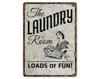 Loads of Fun Sign - Laundry Room Sign - Laundry Room Decor - Laundry Room - Vintage Style Sign - Premium Quality Rustic Metal Sign