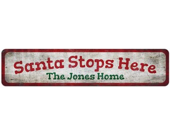 Santa Stop Here Sign - Stop Here Santa - Cute Santa Sign - Christmas Lover - Santa Destination - Santa Stop Sign - Santa Decor