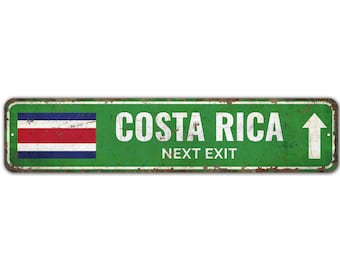 Costa Rica Flag - Costa Rica Flag Decor - Costa Rica Sign - Country Name Sign - Vintage Style Sign - Premium Quality Rustic Metal Sign