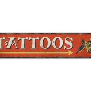 Tattoo Studio Sign - Tattoo Shop Sign - Tattoo Shop Decor - Tattoo Lover Gift - Vintage Style Sign - Premium Quality Rustic Metal Sign