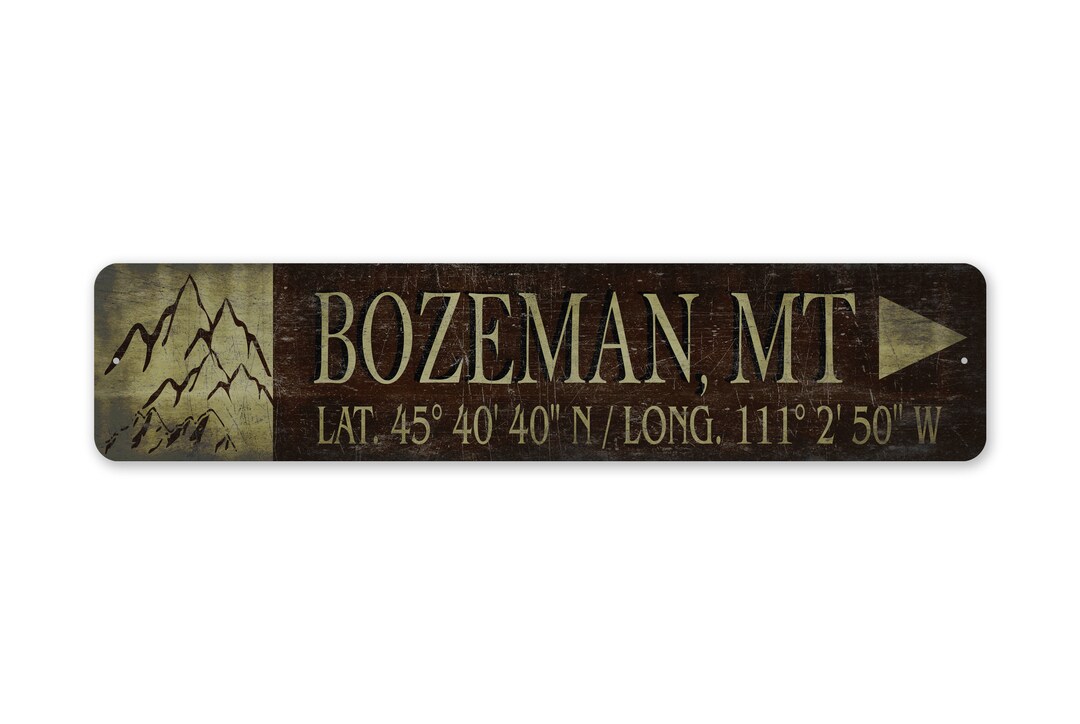 Lat Sign Mountain Lat Long Sign - Lat Long Sign - Vintage Style Sign - Mountain ...