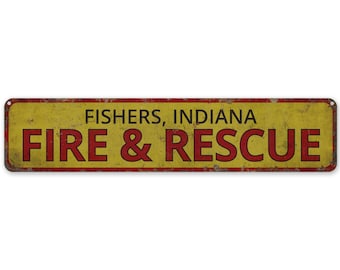 State Fire And Rescue - Fire And Rescue Sign - Fire And Rescue Decor - Vintage Style Sign - Premium Quality Rustic Metal Sign