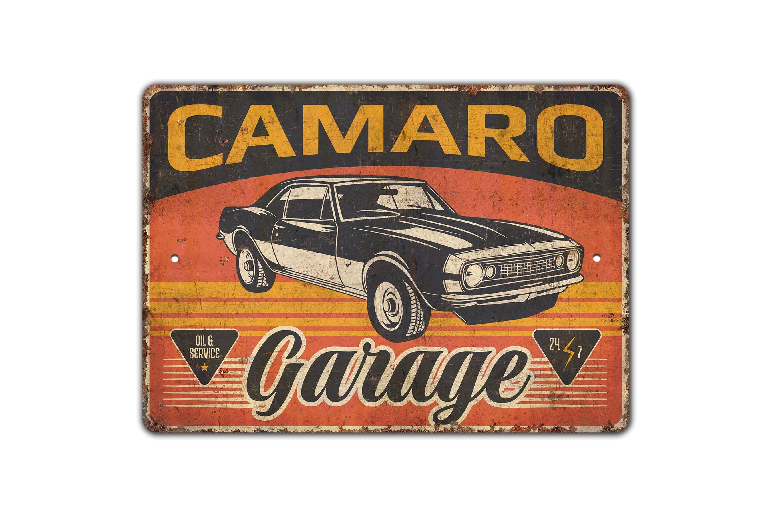 Camaro Garage Sign - Camaro Garage - Camaro Garage Decor - Service and Repair - Vintage Style Sign - Premium Quality Rustic Metal Sign