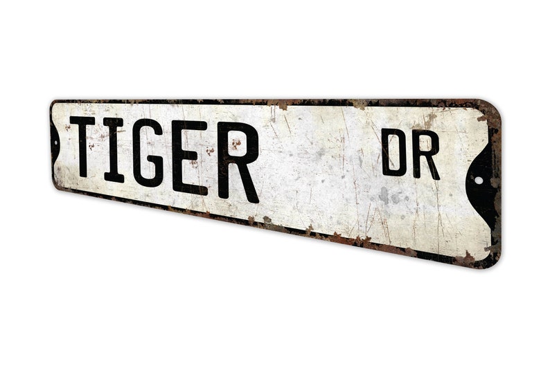 Tigre - Letrero de tigre - Decoración de tigre - Amante del tigre - Letrero de calle personalizado - Decoración de calle personalizada - Letrero de metal rústico de primera calidad imagen 3